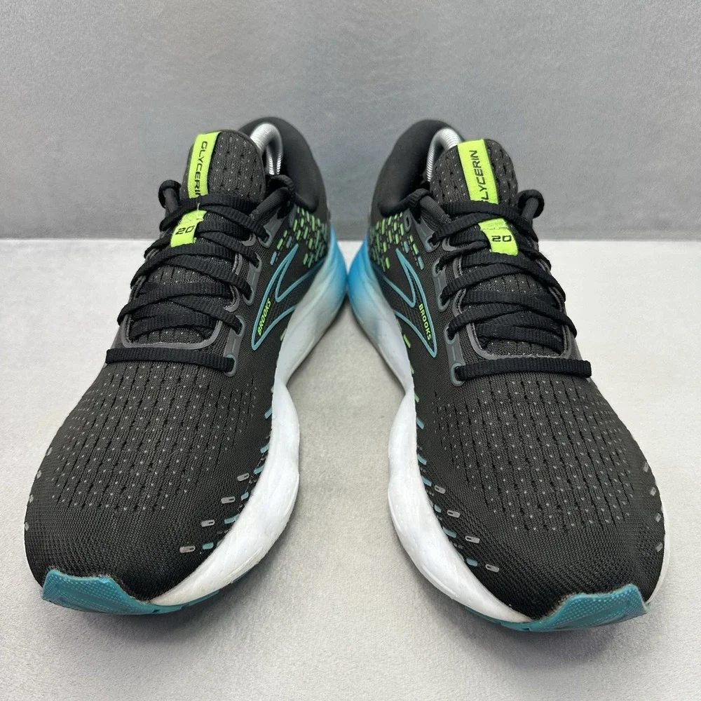 Mens Size 10 (D) Brooks Glycerin 20 Shoes Black / Green Athletic Running Sneaker
